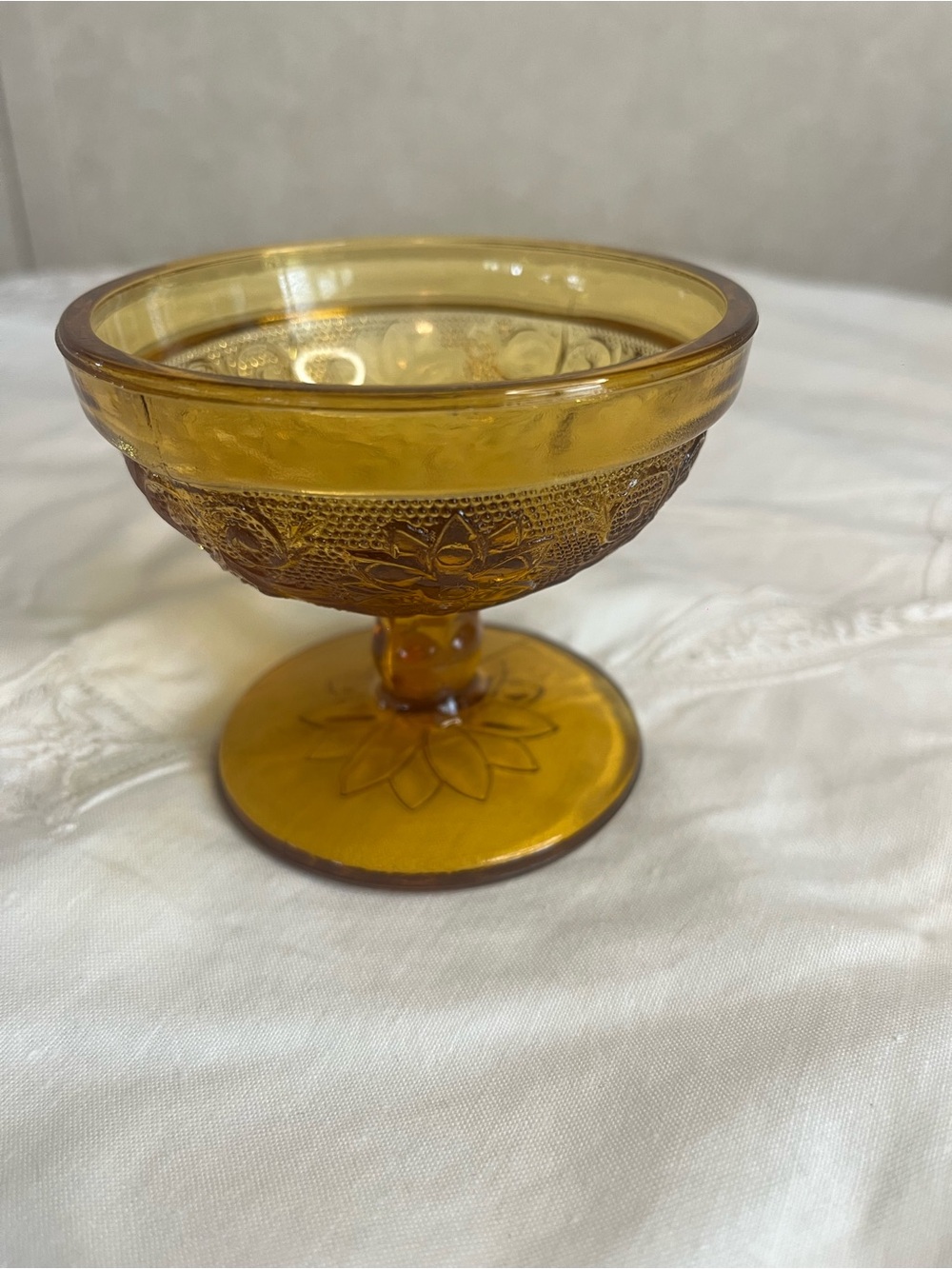 Vintage Amber Indiana Glass Tiara Sandwich Fairy Lamp Base